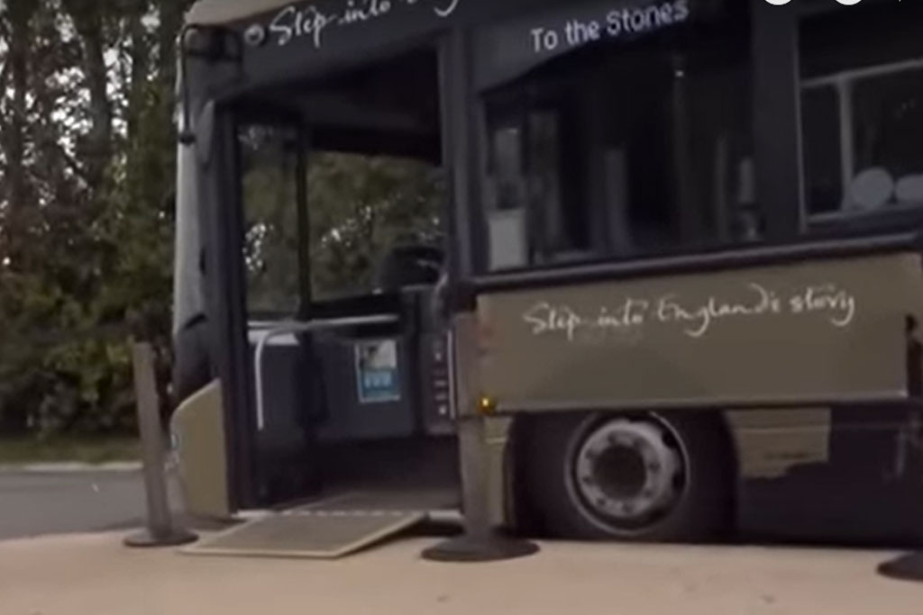 Shuttle bus at Stonehenge with ramp for disabled visitors