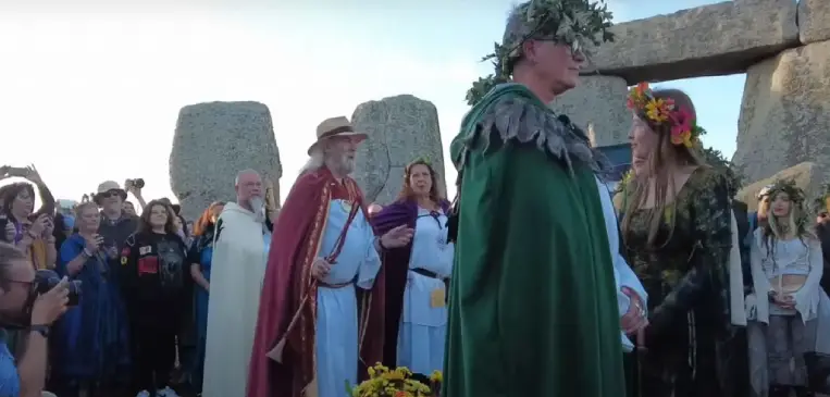Celebration at Stonehenge with pagan dress