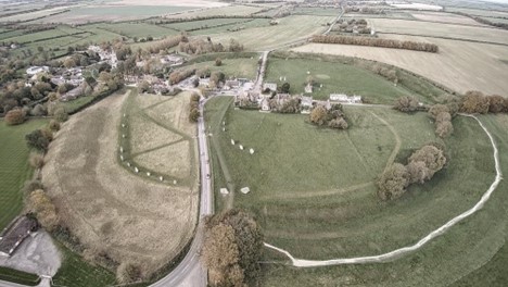 A view of Avebury stone circle from up high