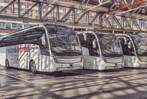 Buses parked up at Victoria Coach Station